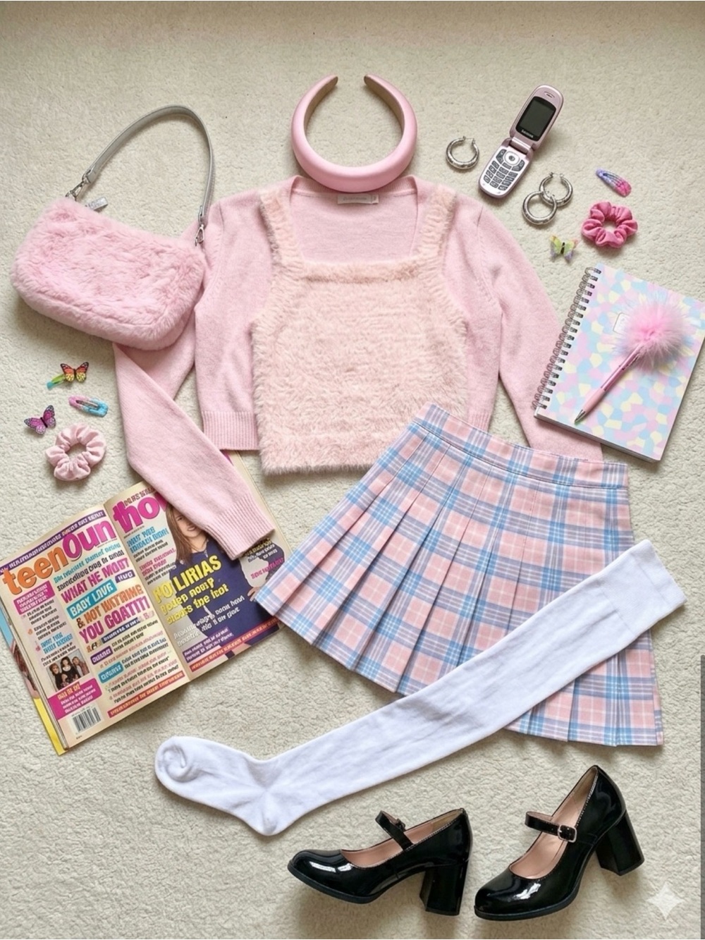 Vintage 90s Style Fuzzy Pink Sweater Top | Size Clueless Cher Horowitz Vibes